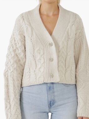 Endless Rose Cream Cable Knit Button Cardigan